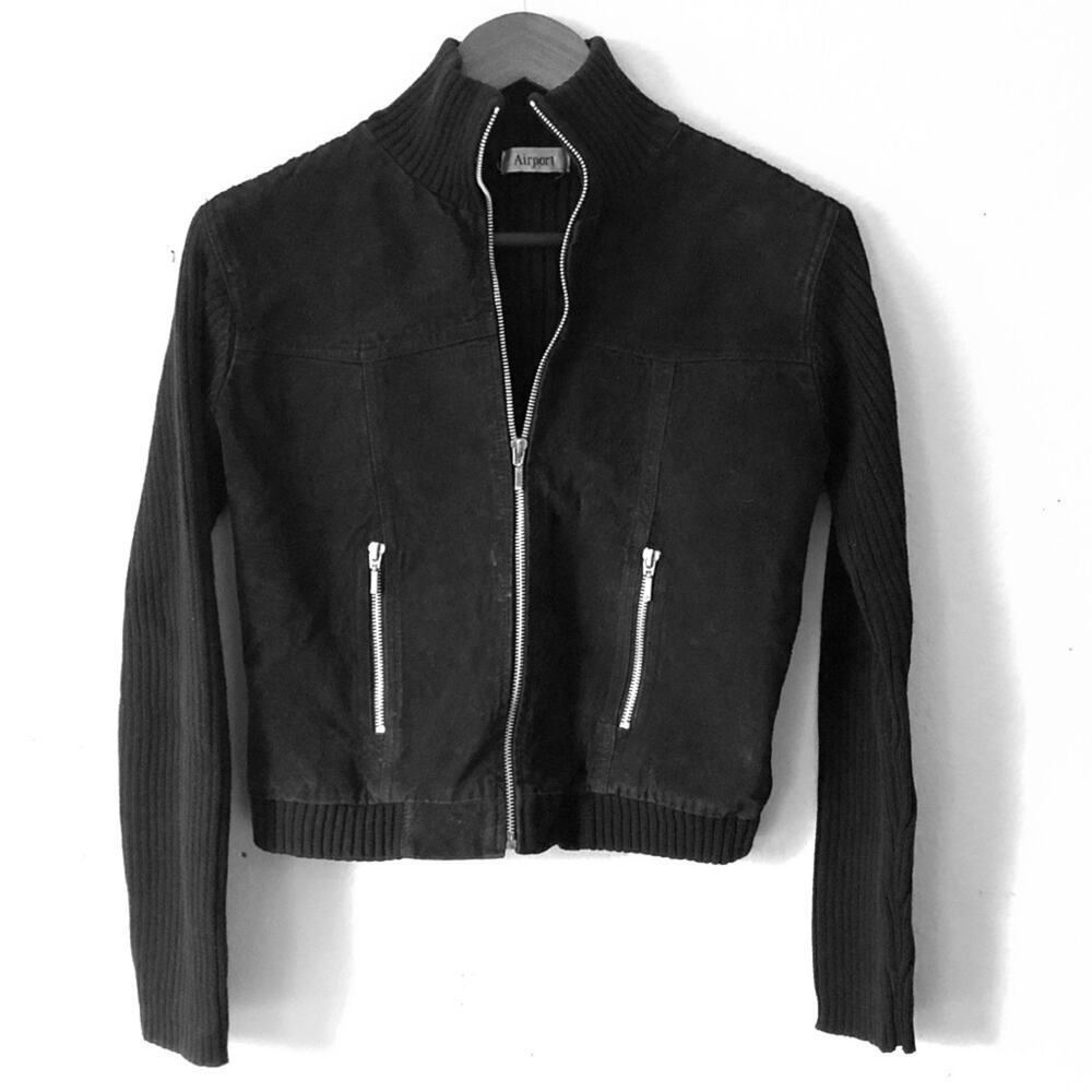 Vintage Airport Jacket Womens Small Leather Fabric Y2K Grunge Whimsigoth Retro